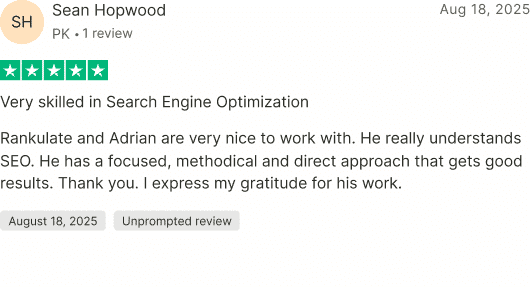 Trustpilot review screenshot