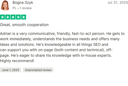 Trustpilot review screenshot