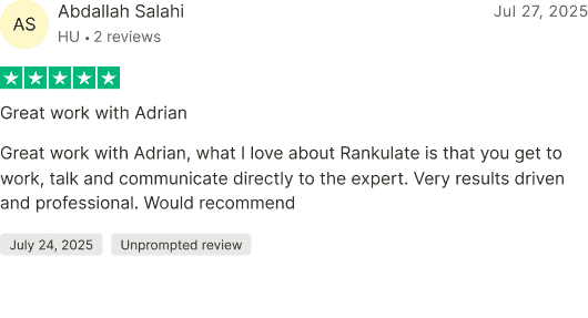 Trustpilot review screenshot