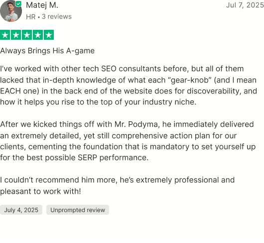 Trustpilot review screenshot